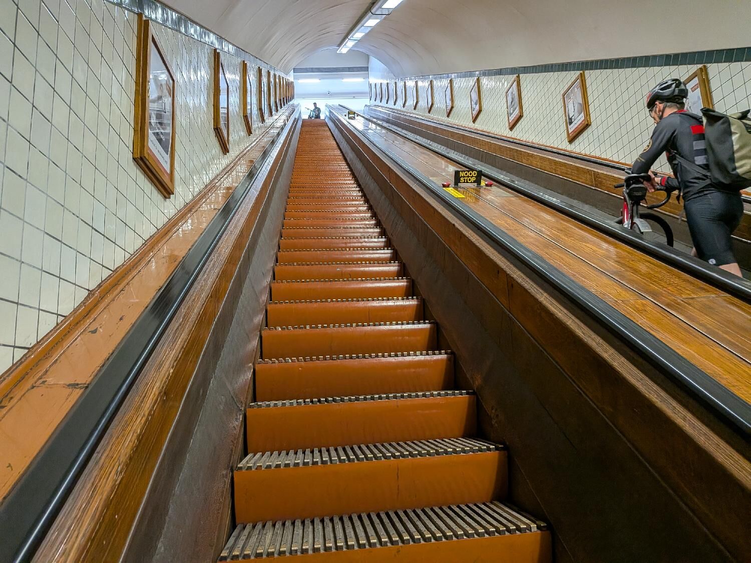 Wooden escalator in the Scheldt river tunnel